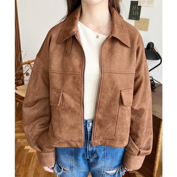 2WAYカラーフェイクスエードショートブルゾン | moment+ | 詳細画像21 