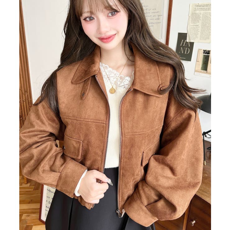 2WAYカラーフェイクスエードショートブルゾン | moment+ | 詳細画像32 