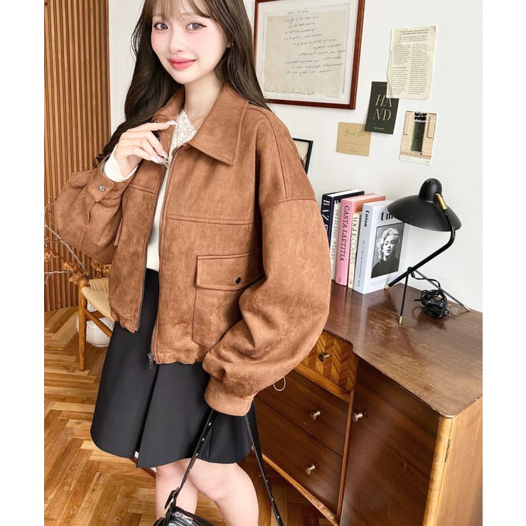 2WAYカラーフェイクスエードショートブルゾン | moment+ | 詳細画像33 