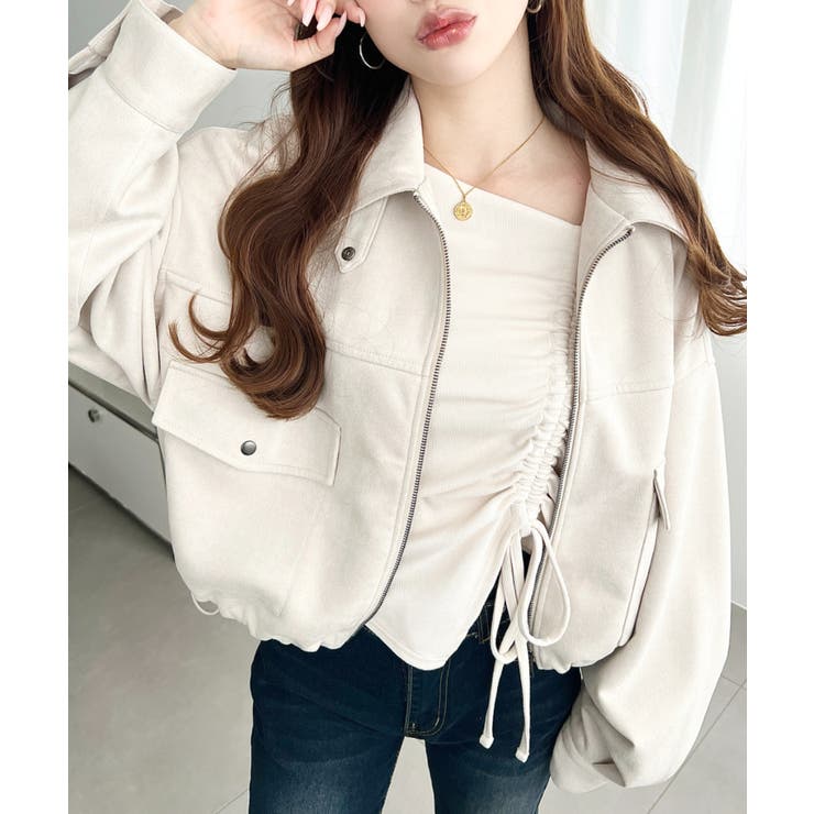 2WAYカラーフェイクスエードショートブルゾン | moment+ | 詳細画像38 