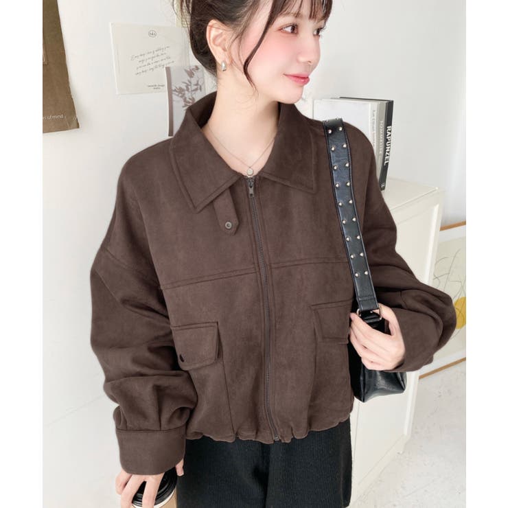 2WAYカラーフェイクスエードショートブルゾン | moment+ | 詳細画像4 