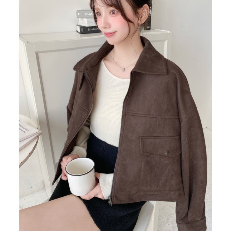 2WAYカラーフェイクスエードショートブルゾン | moment+ | 詳細画像6 