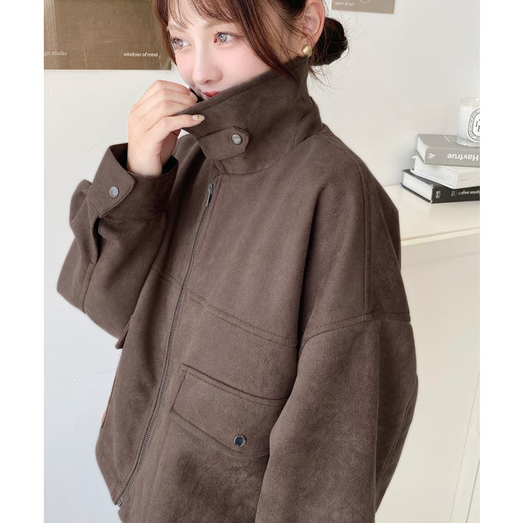 2WAYカラーフェイクスエードショートブルゾン | moment+ | 詳細画像9 