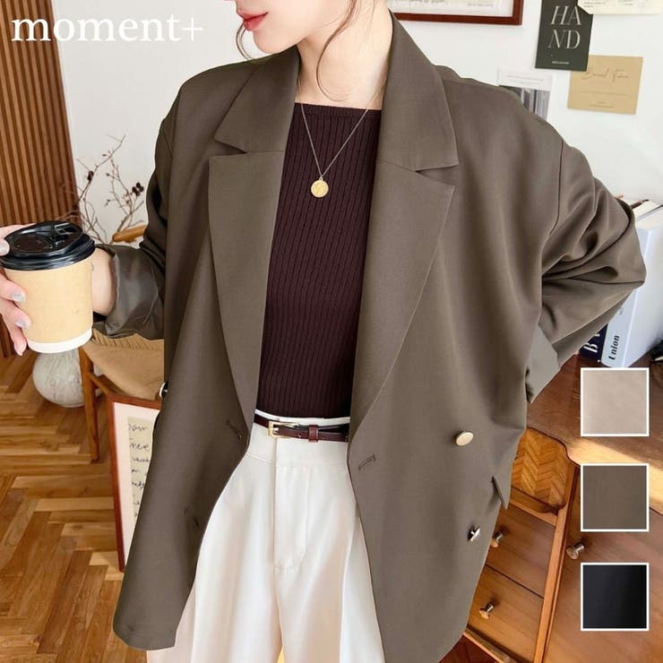 マットゴールド釦ダブルテーラードジャケット[品番：ERMW0004179