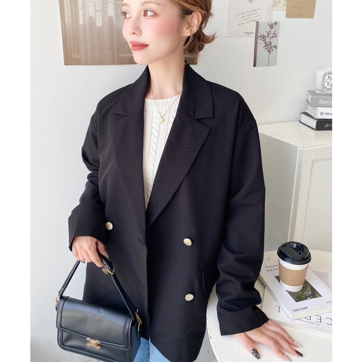 マットゴールド釦ダブルテーラードジャケット | moment+ | 詳細画像10 