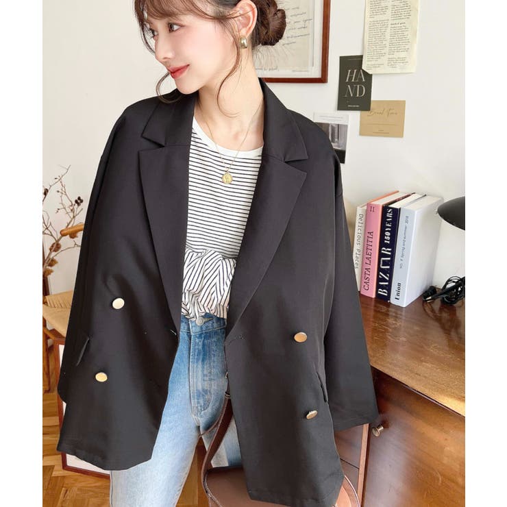 マットゴールド釦ダブルテーラードジャケット | moment+ | 詳細画像11 