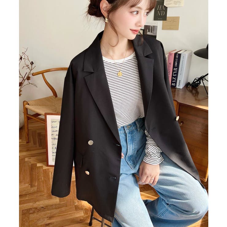 マットゴールド釦ダブルテーラードジャケット | moment+ | 詳細画像12 