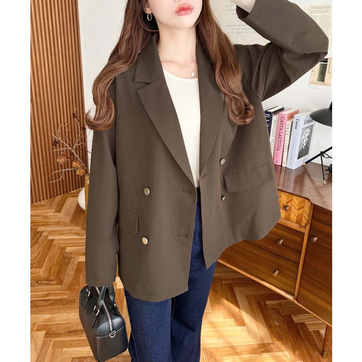 マットゴールド釦ダブルテーラードジャケット | moment+ | 詳細画像15 