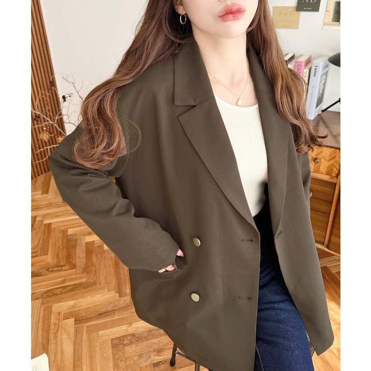 マットゴールド釦ダブルテーラードジャケット | moment+ | 詳細画像16 