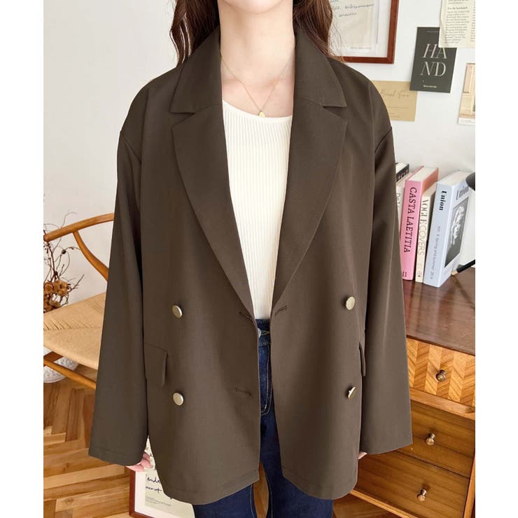 マットゴールド釦ダブルテーラードジャケット | moment+ | 詳細画像18 