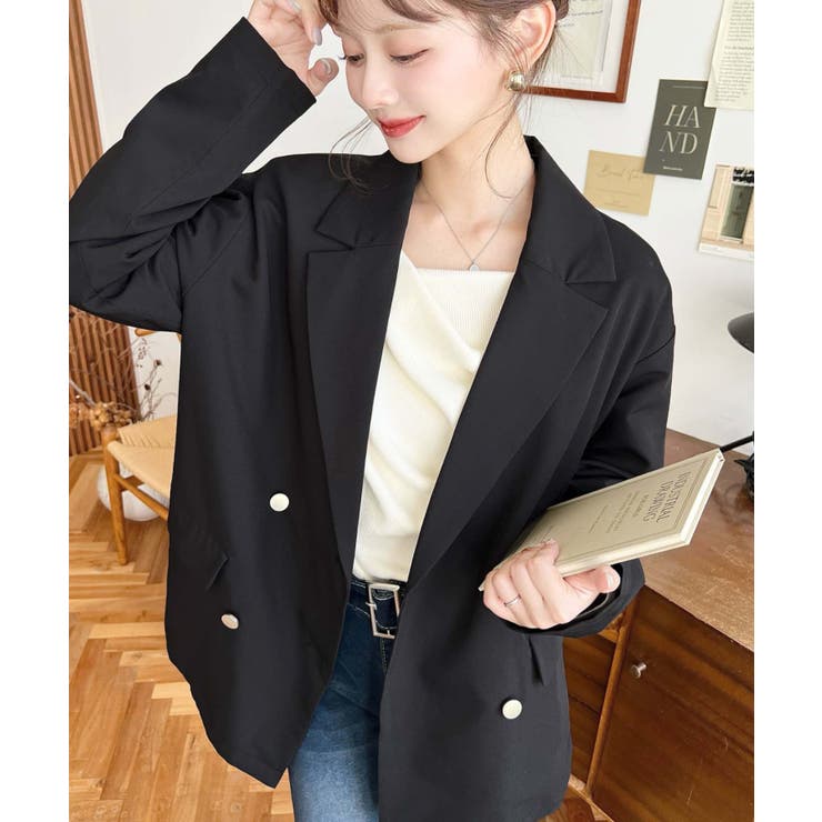 マットゴールド釦ダブルテーラードジャケット | moment+ | 詳細画像2 