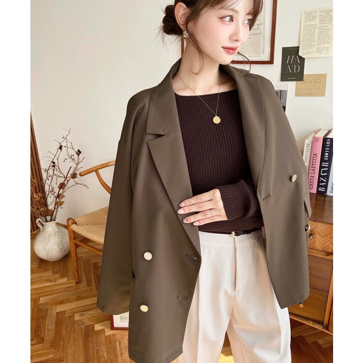 マットゴールド釦ダブルテーラードジャケット | moment+ | 詳細画像27 