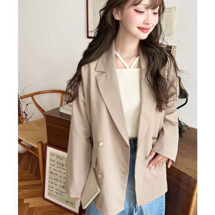 マットゴールド釦ダブルテーラードジャケット | moment+ | 詳細画像28 