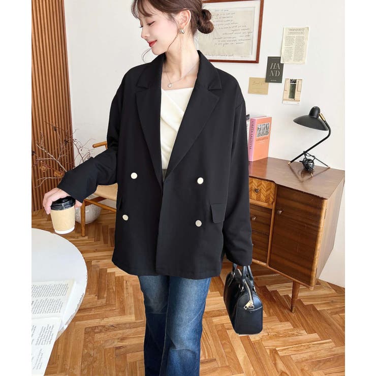 マットゴールド釦ダブルテーラードジャケット | moment+ | 詳細画像3 