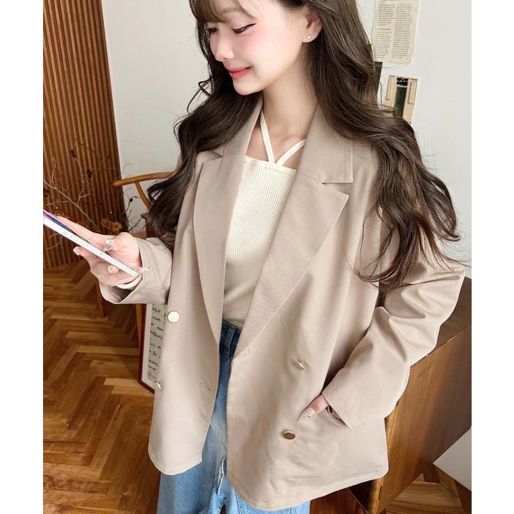 マットゴールド釦ダブルテーラードジャケット | moment+ | 詳細画像30 