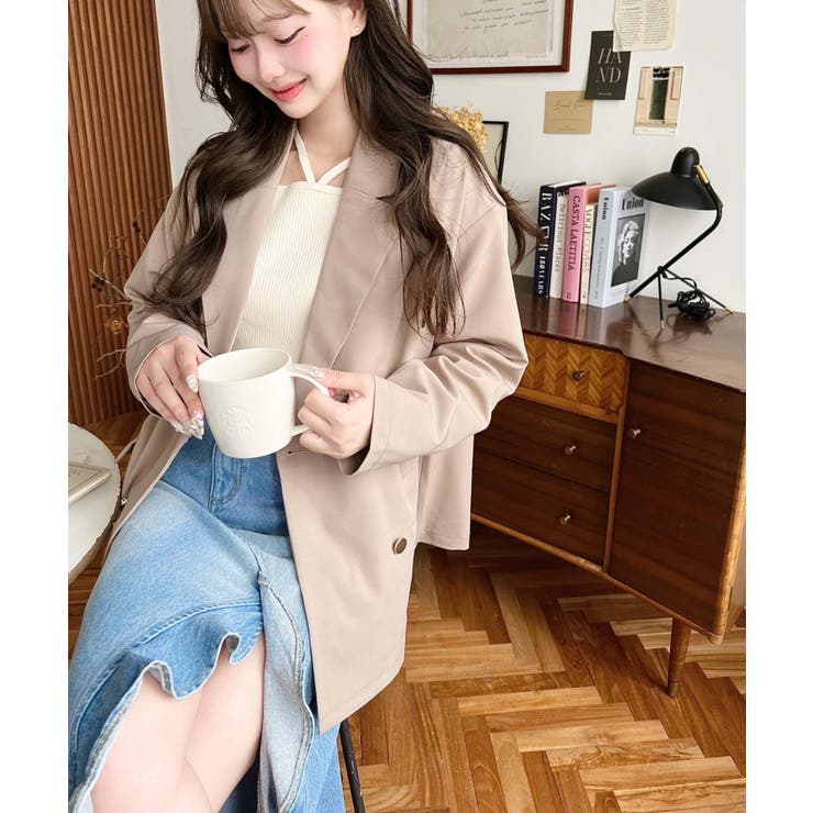 マットゴールド釦ダブルテーラードジャケット | moment+ | 詳細画像31 