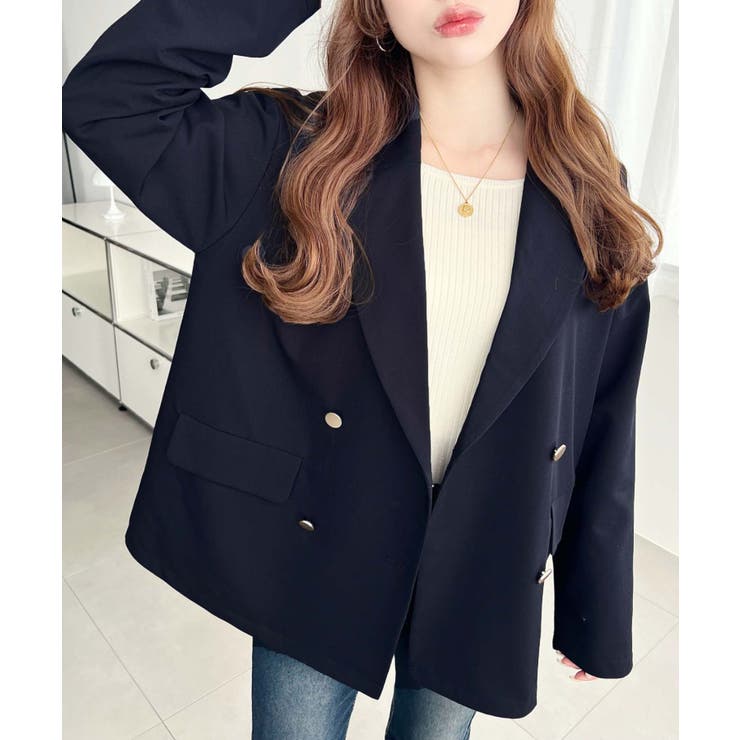 マットゴールド釦ダブルテーラードジャケット | moment+ | 詳細画像32 