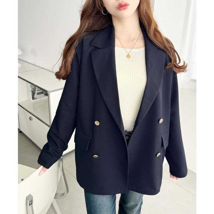 マットゴールド釦ダブルテーラードジャケット | moment+ | 詳細画像33 