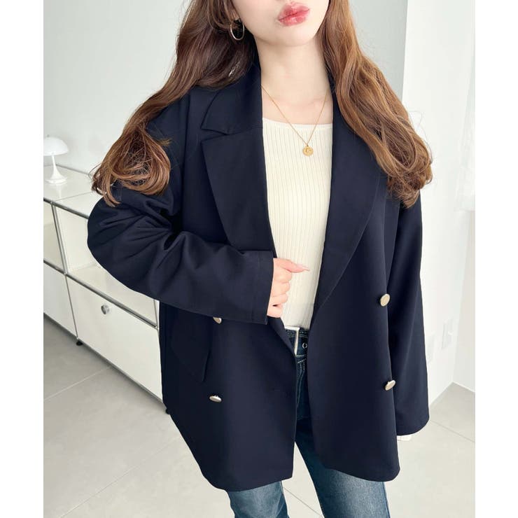 マットゴールド釦ダブルテーラードジャケット | moment+ | 詳細画像34 