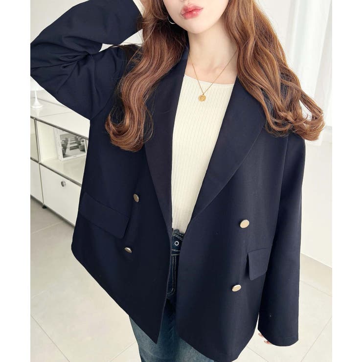 マットゴールド釦ダブルテーラードジャケット | moment+ | 詳細画像35 