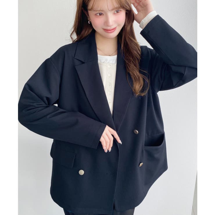 マットゴールド釦ダブルテーラードジャケット | moment+ | 詳細画像37 