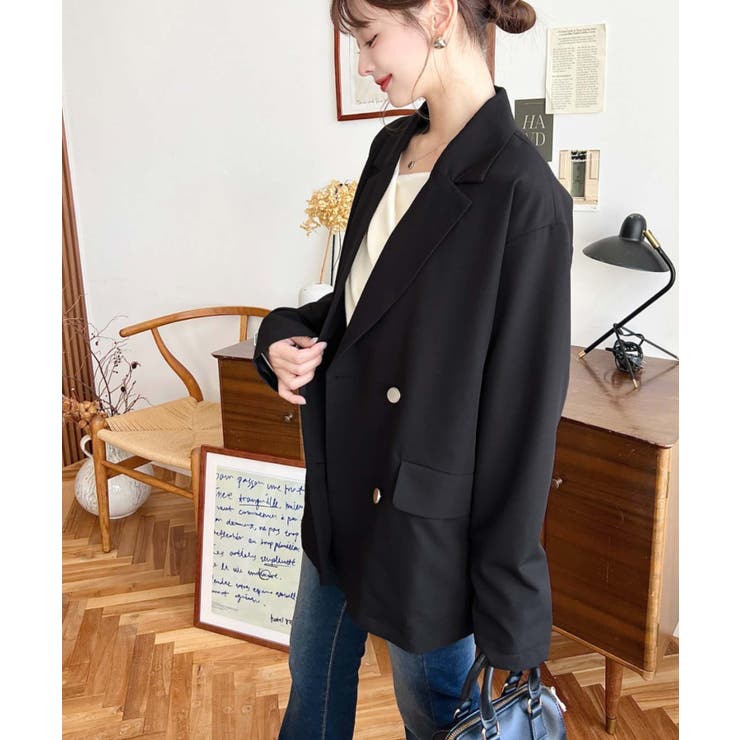 マットゴールド釦ダブルテーラードジャケット | moment+ | 詳細画像5 