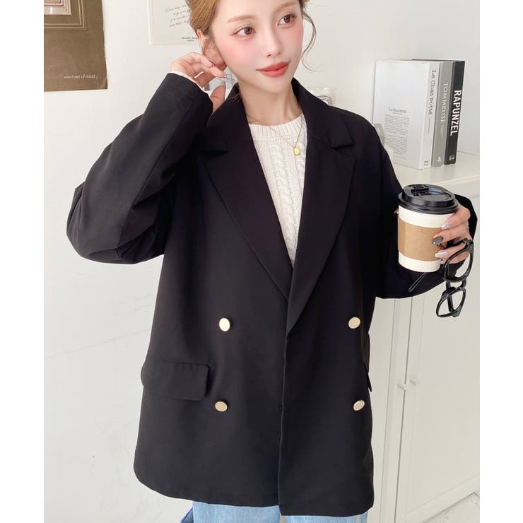 マットゴールド釦ダブルテーラードジャケット[品番：ERMW0004179