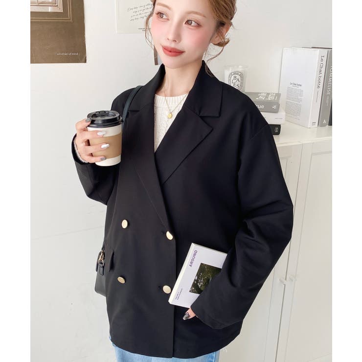 マットゴールド釦ダブルテーラードジャケット | moment+ | 詳細画像7 