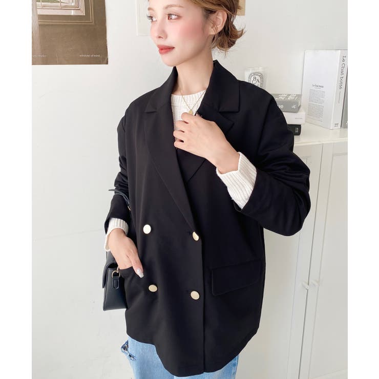 マットゴールド釦ダブルテーラードジャケット | moment+ | 詳細画像8 