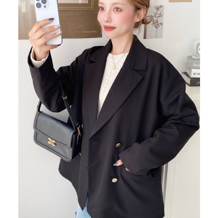 マットゴールド釦ダブルテーラードジャケット | moment+ | 詳細画像9 