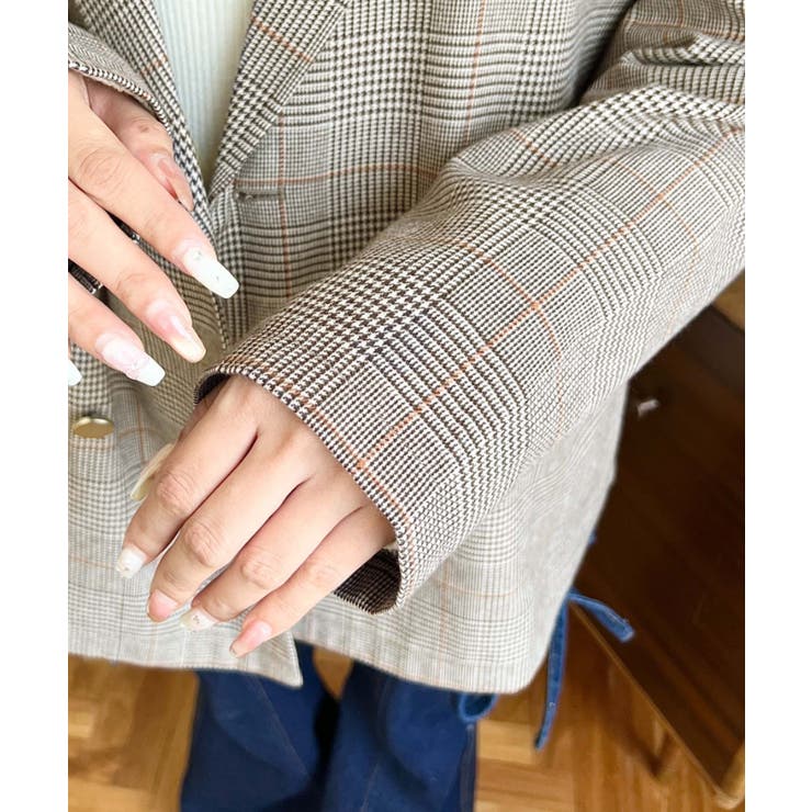 グレンチェックダブルテーラージャケットマットゴールド釦 | moment+ | 詳細画像17 