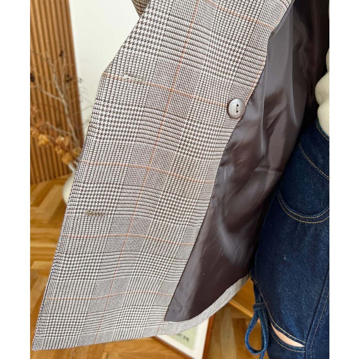 グレンチェックダブルテーラージャケットマットゴールド釦 | moment+ | 詳細画像18 