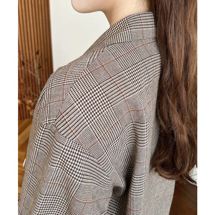 グレンチェックダブルテーラージャケットマットゴールド釦 | moment+ | 詳細画像19 