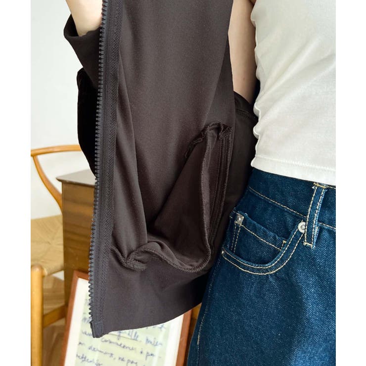 ワンポイント刺繍配色ラインベロアトラックジャケット | moment+ | 詳細画像17 