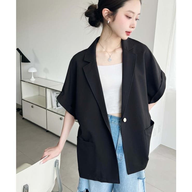 半袖テーラージャケット マットゴールド釦 | moment+ | 詳細画像15 