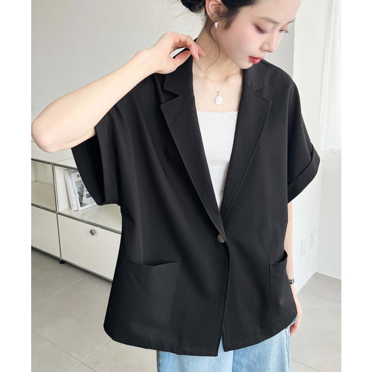 半袖テーラージャケット マットゴールド釦 | moment+ | 詳細画像16 