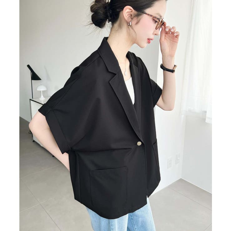 半袖テーラージャケット マットゴールド釦 | moment+ | 詳細画像17 