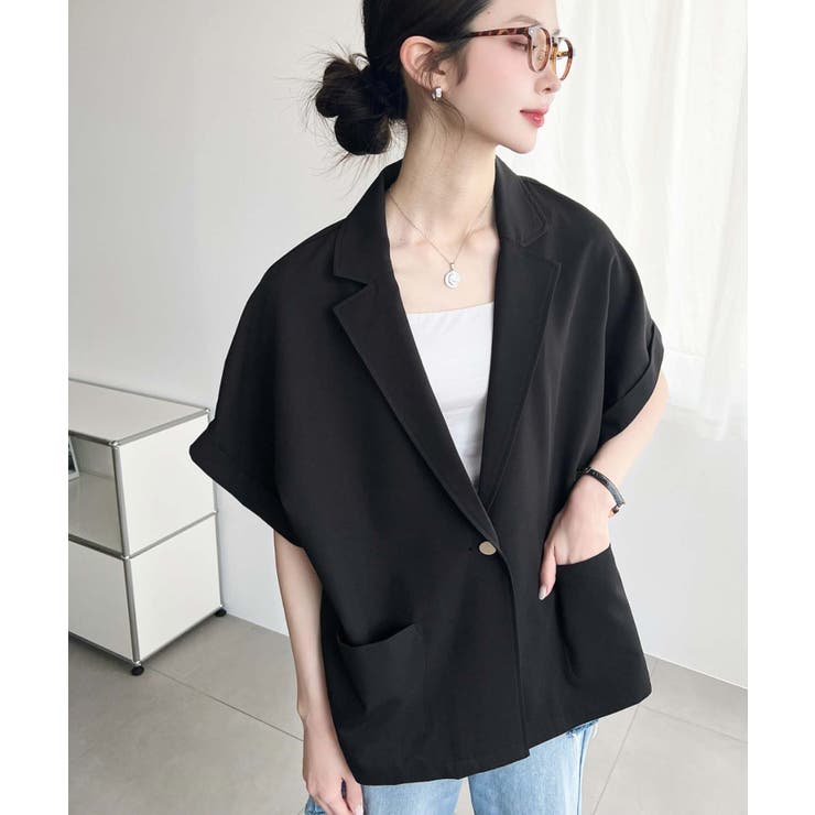 半袖テーラージャケット マットゴールド釦 | moment+ | 詳細画像18 