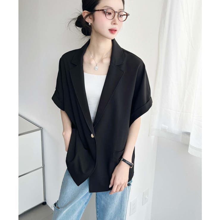 半袖テーラージャケット マットゴールド釦 | moment+ | 詳細画像19 