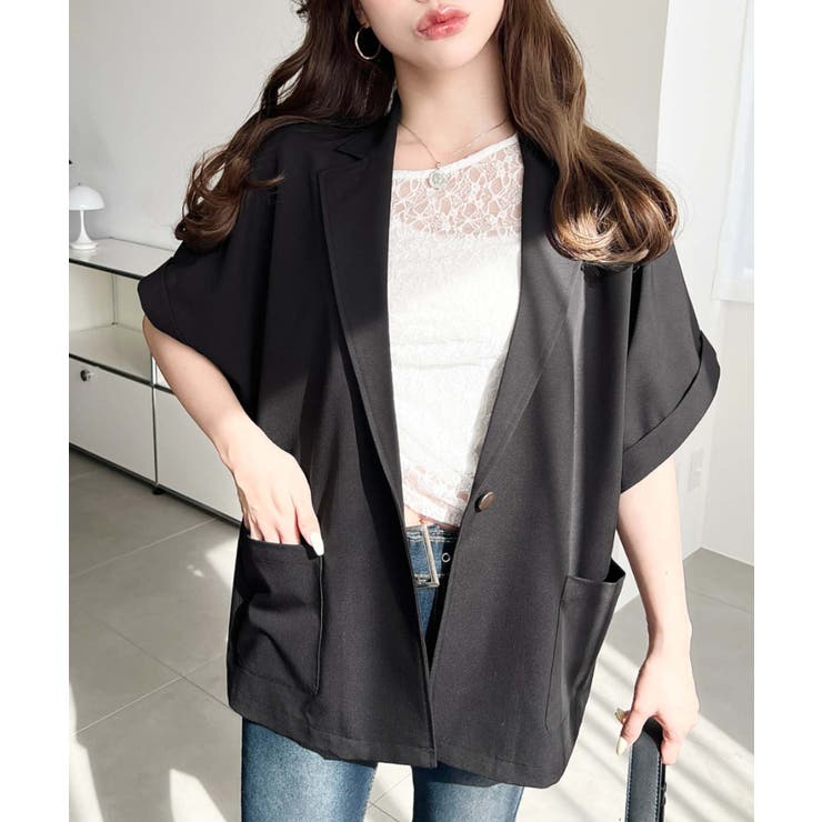 半袖テーラージャケット マットゴールド釦 | moment+ | 詳細画像2 