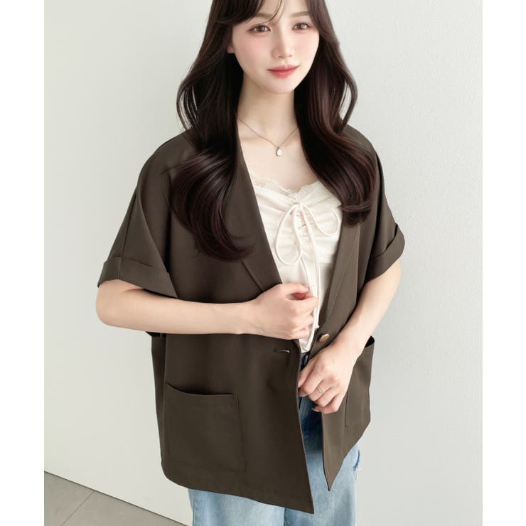 半袖テーラージャケット マットゴールド釦 | moment+ | 詳細画像23 