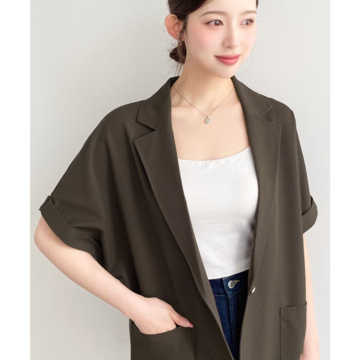 半袖テーラージャケット マットゴールド釦 | moment+ | 詳細画像26 