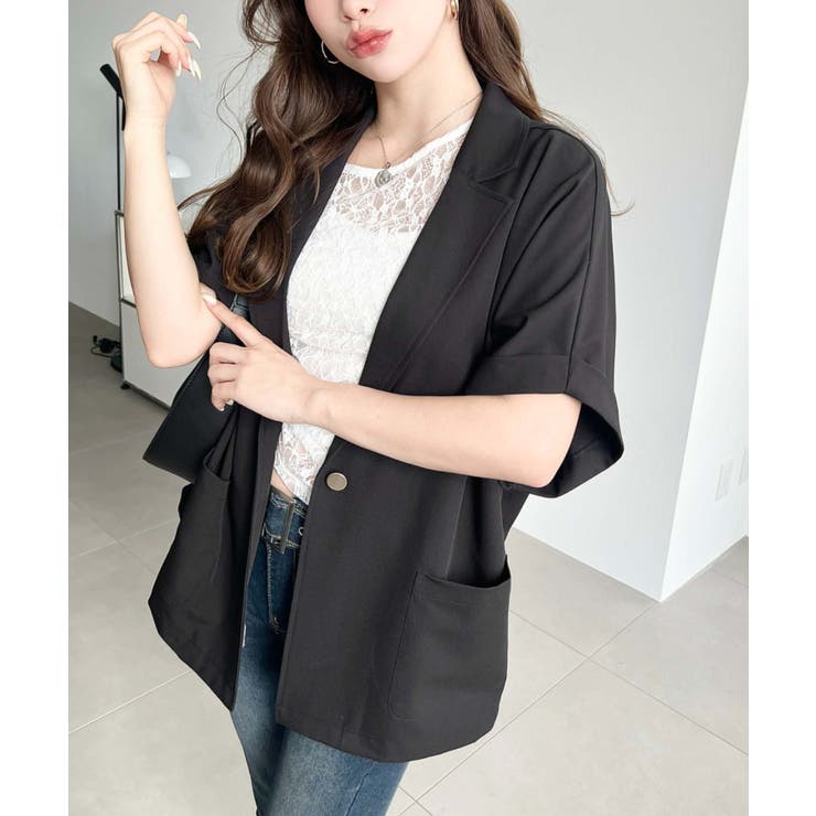 半袖テーラージャケット マットゴールド釦 | moment+ | 詳細画像3 