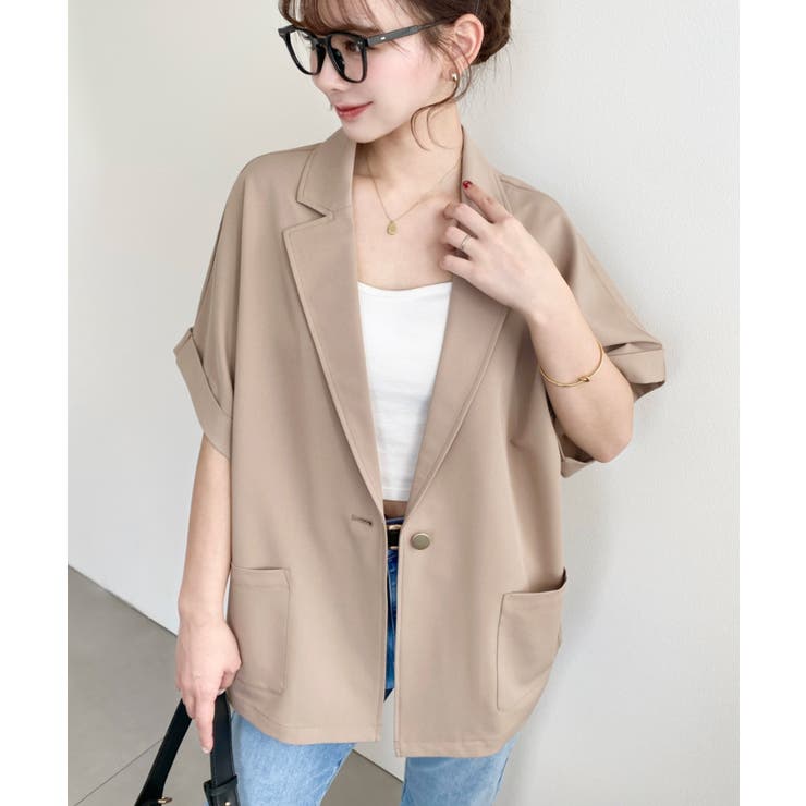 半袖テーラージャケット マットゴールド釦 | moment+ | 詳細画像30 