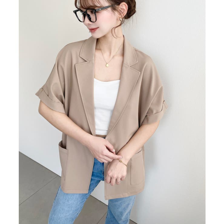 半袖テーラージャケット マットゴールド釦 | moment+ | 詳細画像32 