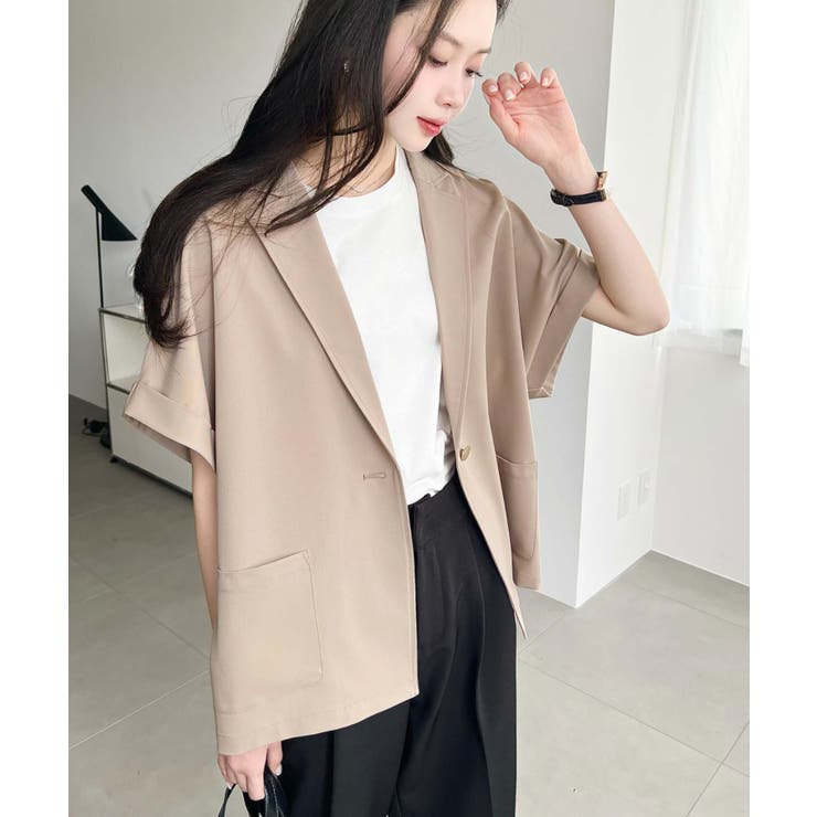 半袖テーラージャケット マットゴールド釦 | moment+ | 詳細画像36 