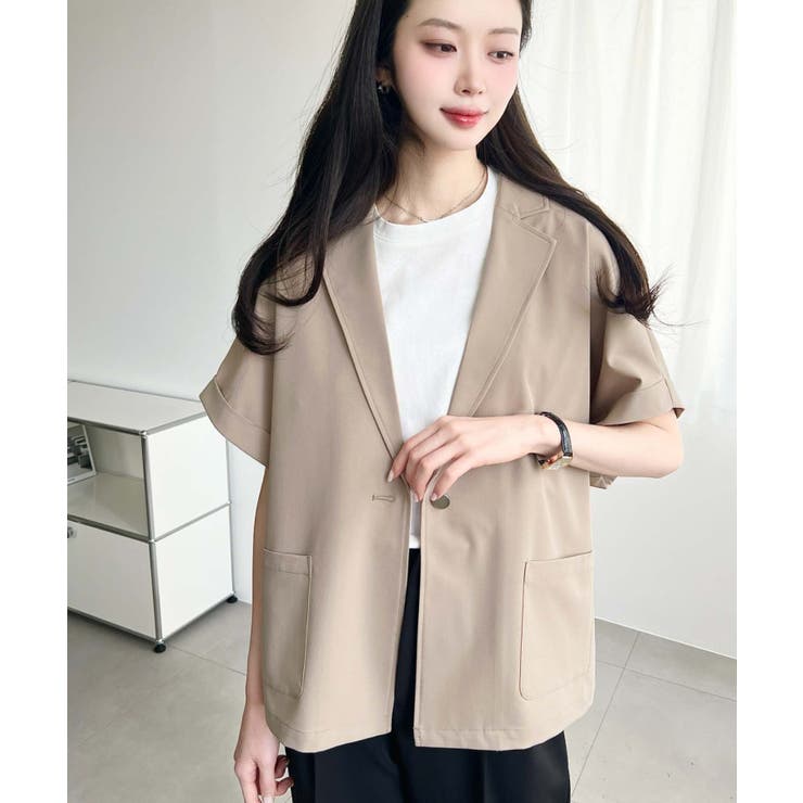 半袖テーラージャケット マットゴールド釦 | moment+ | 詳細画像37 