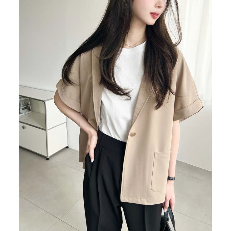 半袖テーラージャケット マットゴールド釦 | moment+ | 詳細画像38 