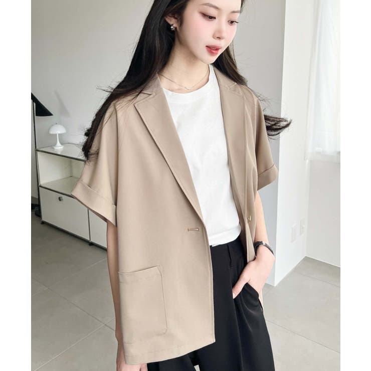 半袖テーラージャケット マットゴールド釦 | moment+ | 詳細画像39 