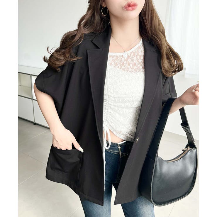 半袖テーラージャケット マットゴールド釦 | moment+ | 詳細画像4 